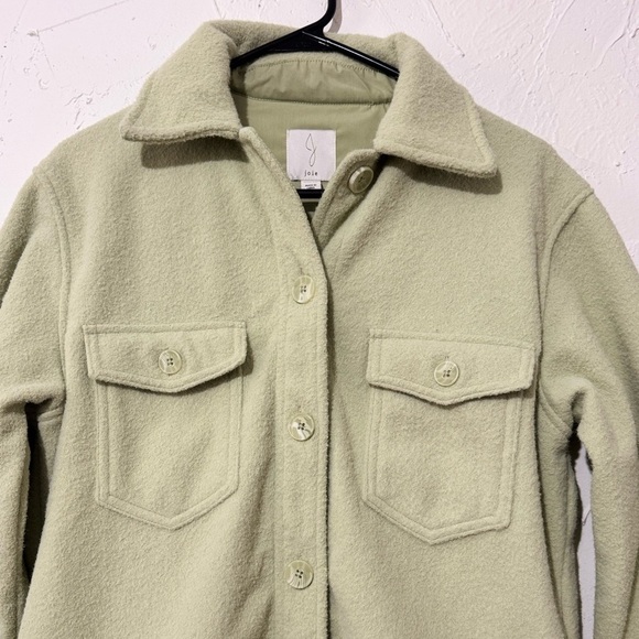 Joie Celery Green Fleece Shacket Shirt Jacket Button Front Sz XS - Picture 3 of 11